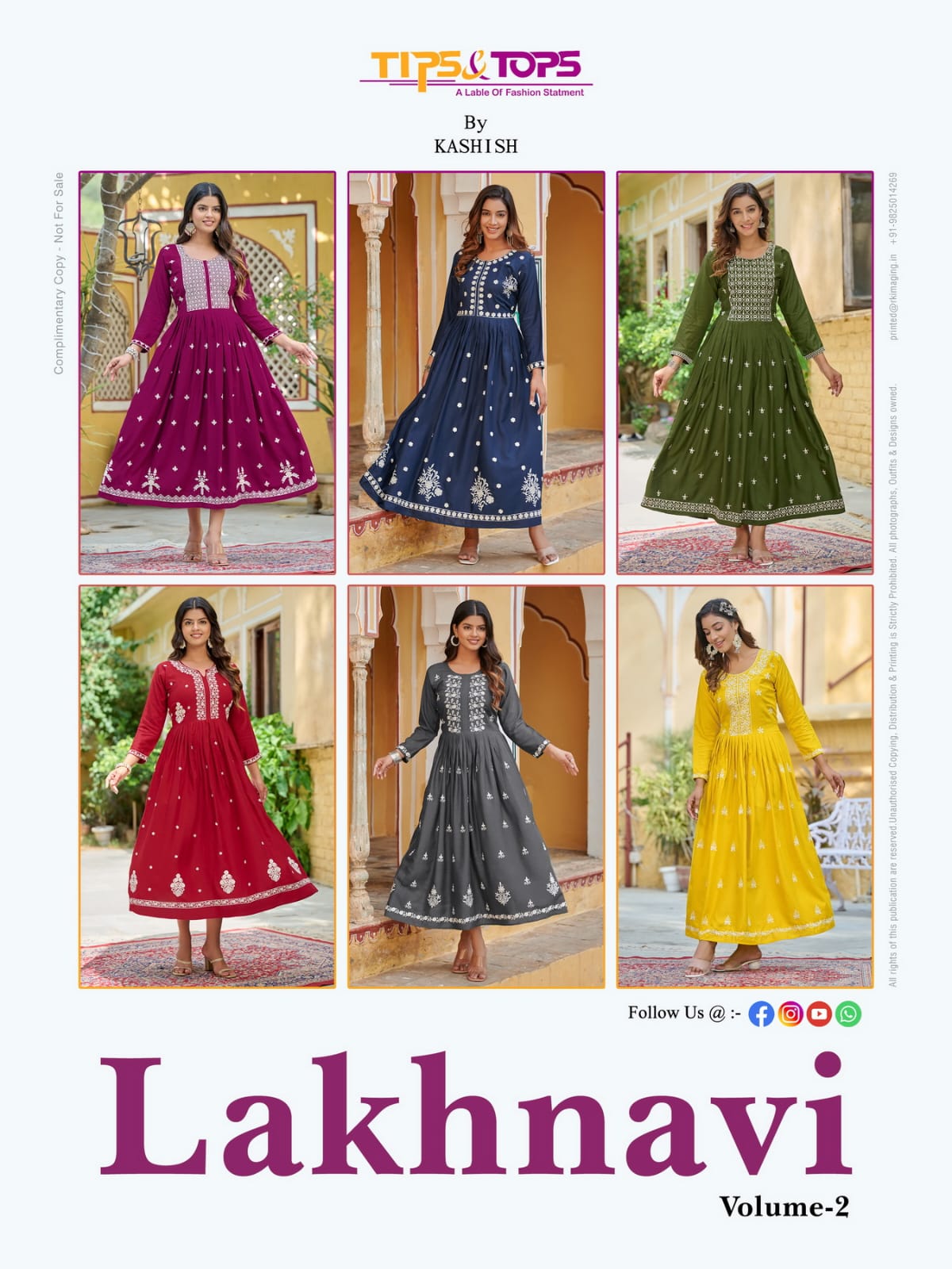 Tips And Tops Lakhnavi Vol 2 Rayon Thread Embroidery Kurtis Catalog
